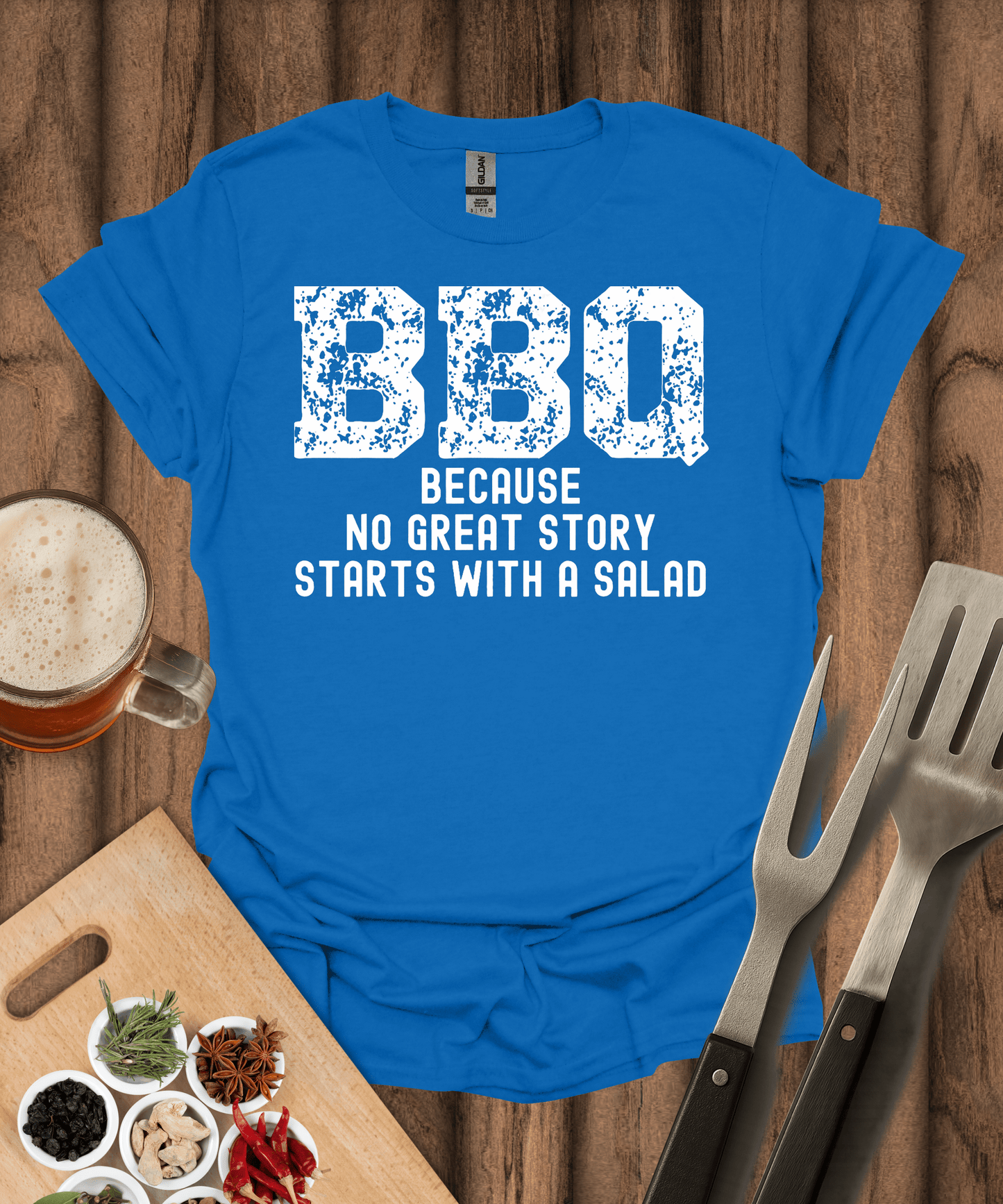 Printify T-Shirt Royal / S No Great Story Starts with a Salad T-Shirt