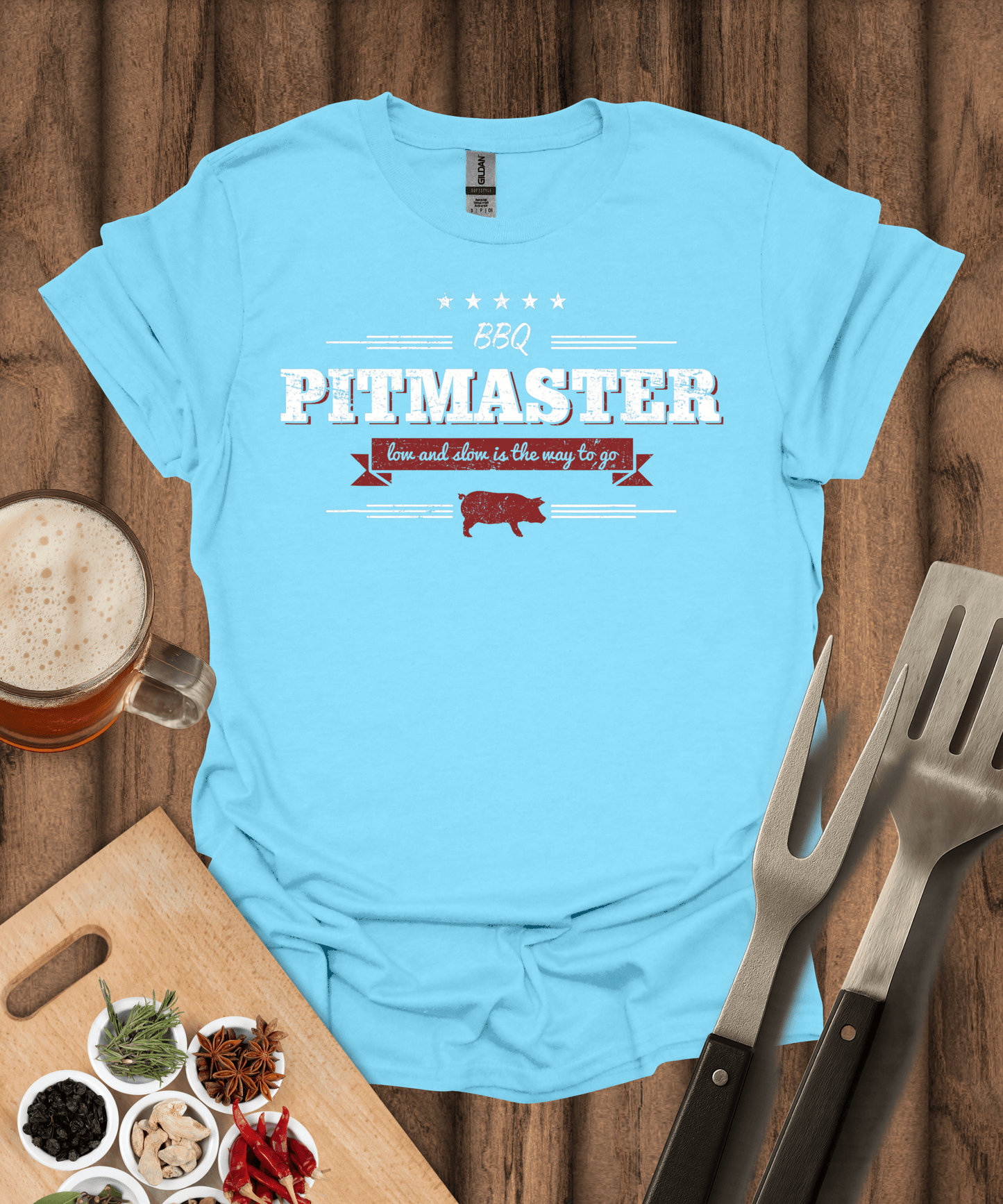 Printify T-Shirt Sky / S BBQ Pitmaster Low And Slow Is The Way To Go T-Shirt