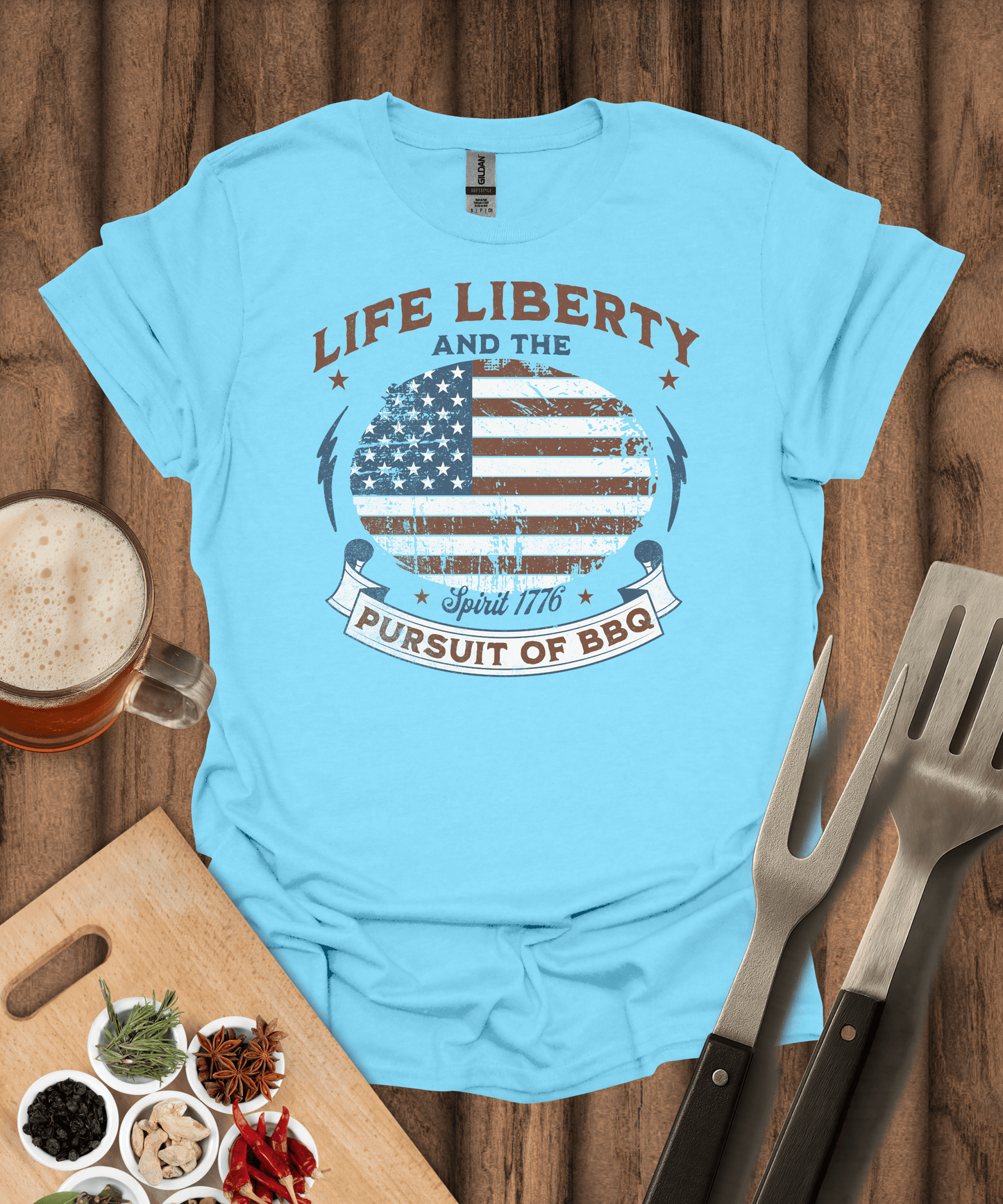 Printify T-Shirt Sky / S Life Liberty Pursuit of BBQ - T-Shirt