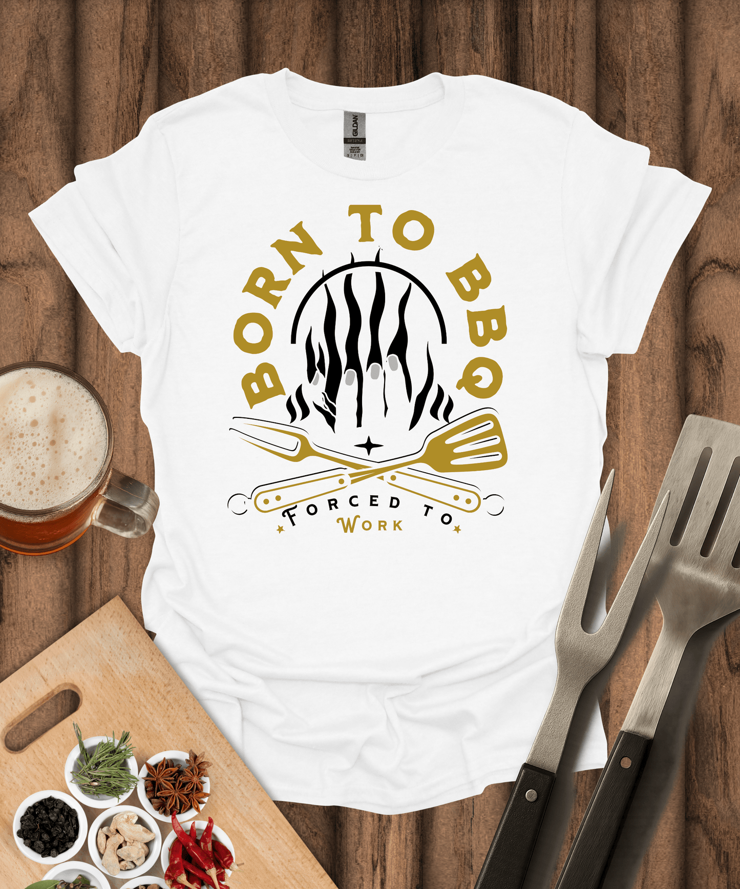 Printify T-Shirt White / S Born to BBQ T-Shirt