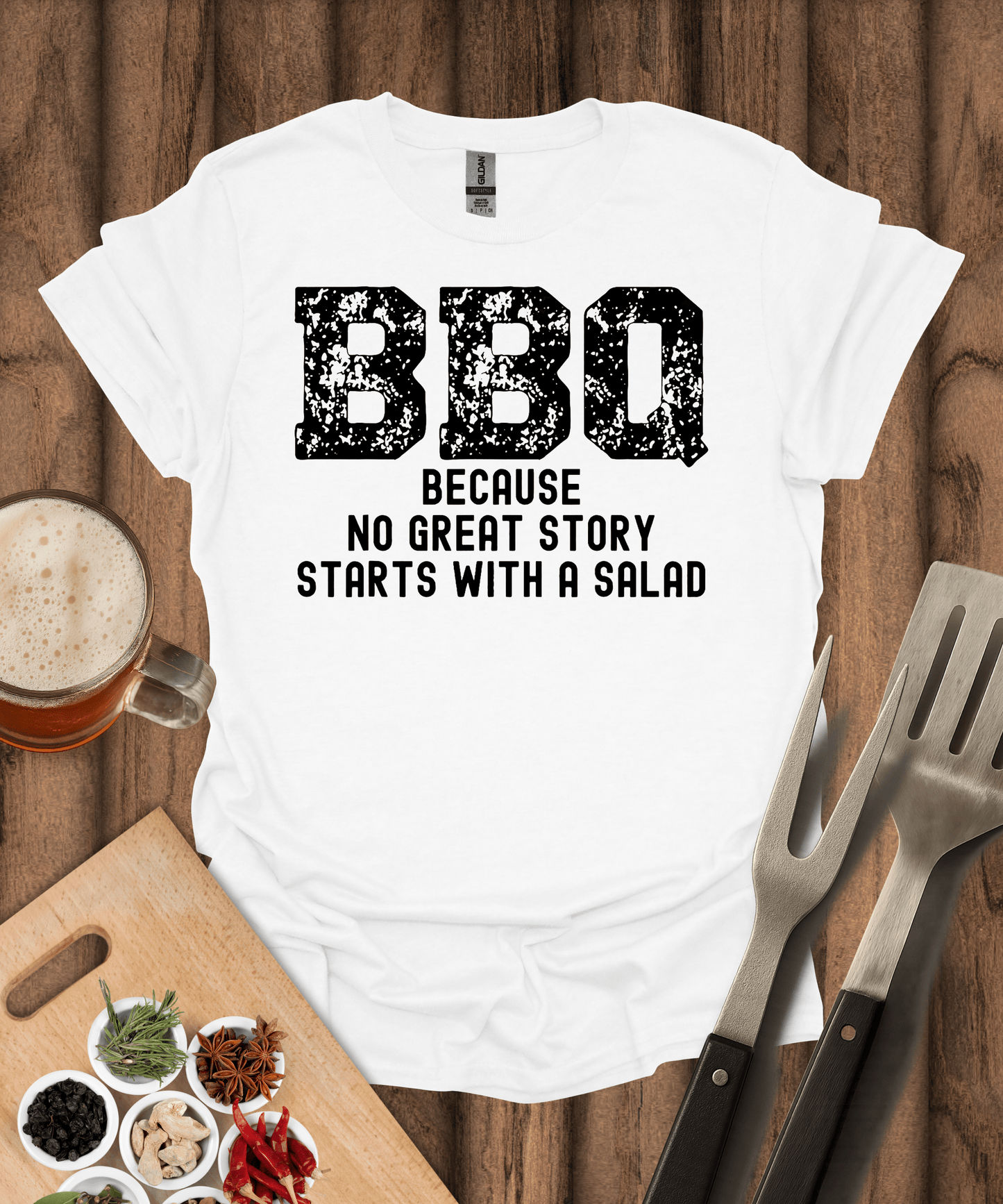Printify T-Shirt White / S No Great Story Starts with a Salad T-Shirt